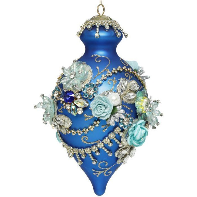 Kings Jewel Fancy Finial Ornament, Blue – 9 Inches