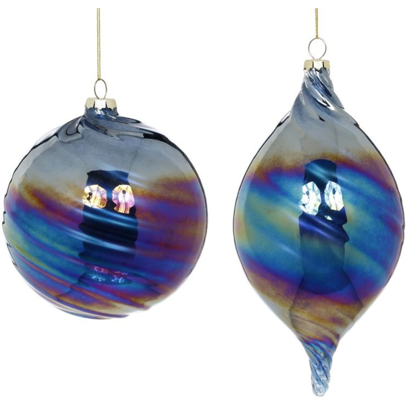 Swirl Ball Tear Drop Ornament, Large,  Assortment of 2 – 5 Inches