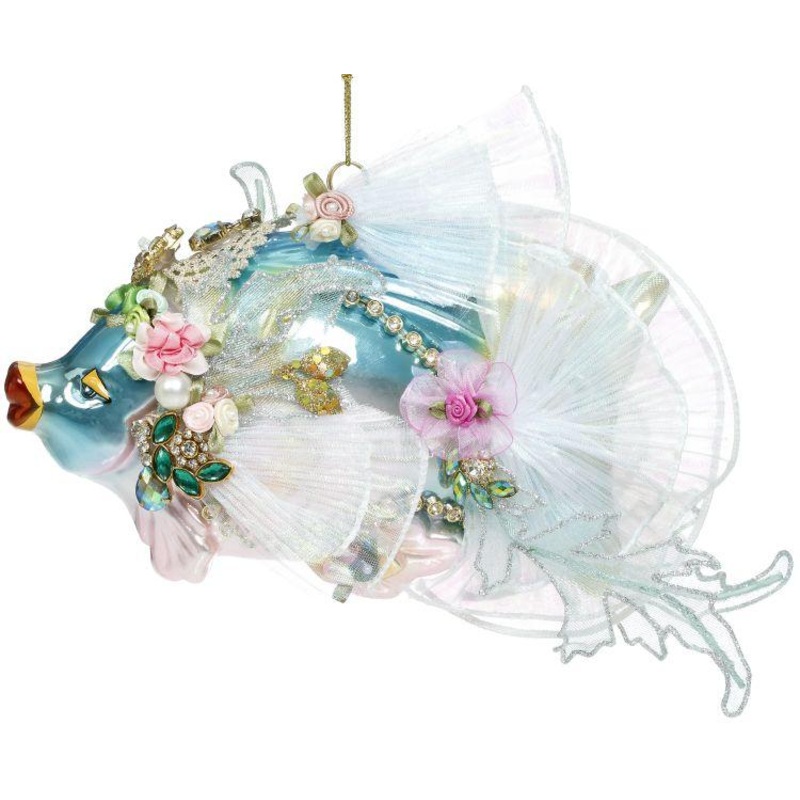 Jewel of the Sea Fish Ornament , Blue – 8 x 7 Inches