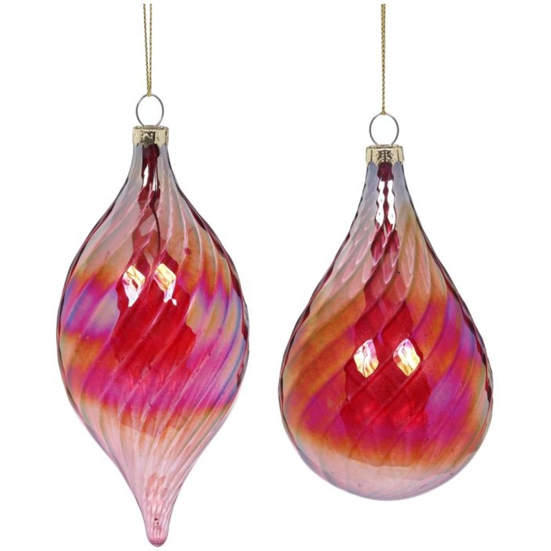 Raspberry Rustic Teardrop Ornament 3″ Set of 2 – FREE SHIPPING