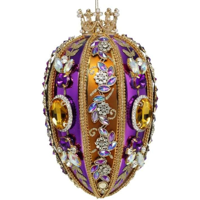 King’s Jewels Faberge Jewel Egg Ornament Copper and Purple 7.5 Inches – FREE SHIPPING