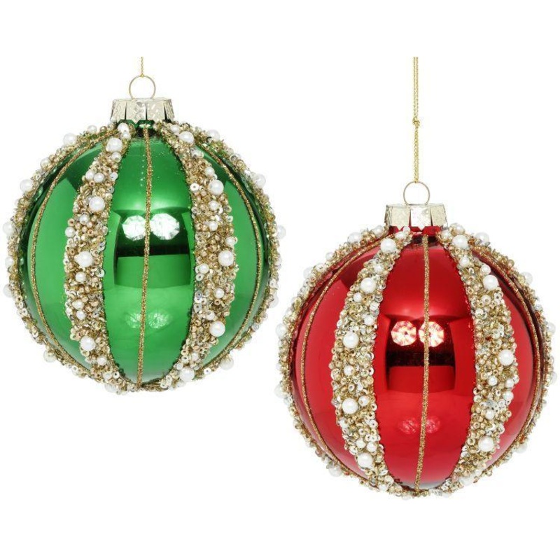 Pearlbeaded Ball Ornament, Assortment of 2 – 4 Inches