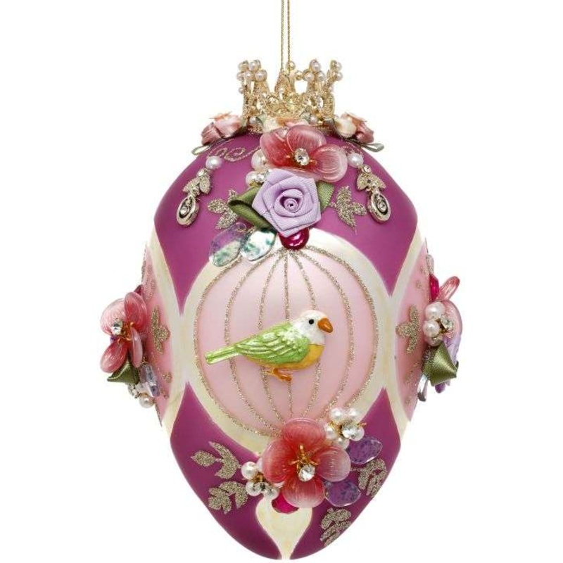 King’s Jewels Faberge Egg Pink with Birdcage Ornament 7″ – FREE SHIPPING