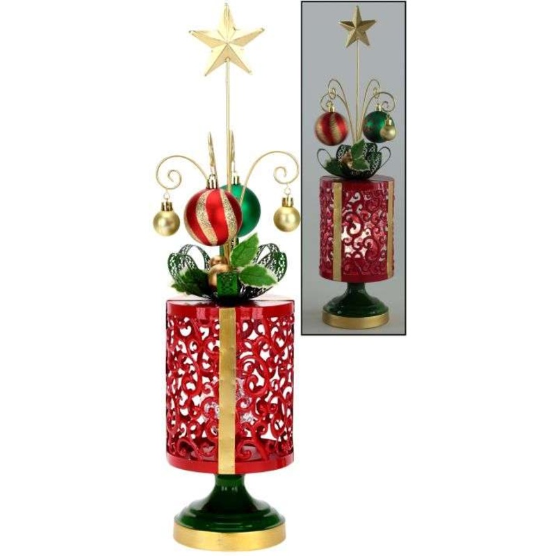 Lighted Whimsical Gift Box Finial – 21 Inches