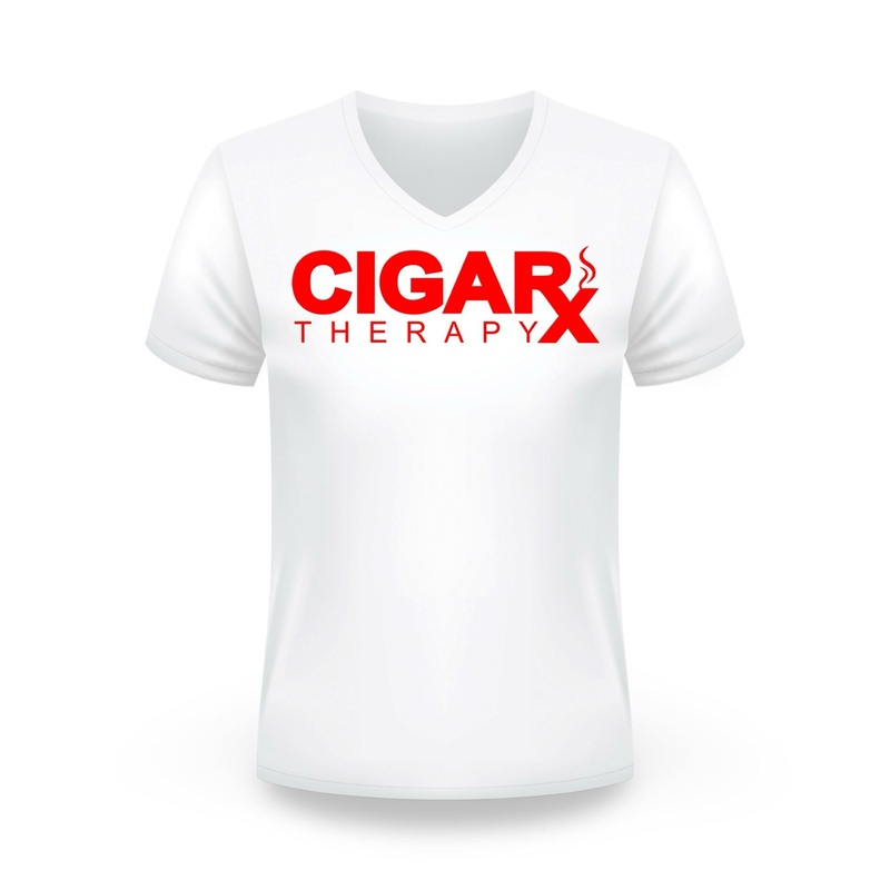 CIGARx White w/ Red Logo V-Neck T-Shirt S