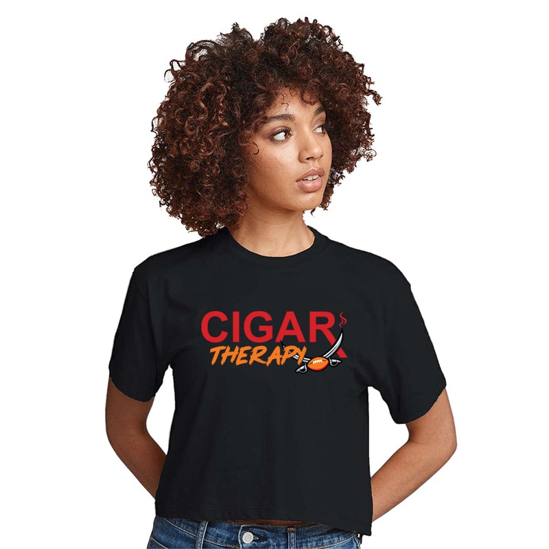 Black CIGARx Womens Football Edition with Swords Crop Top T-Shirt XS