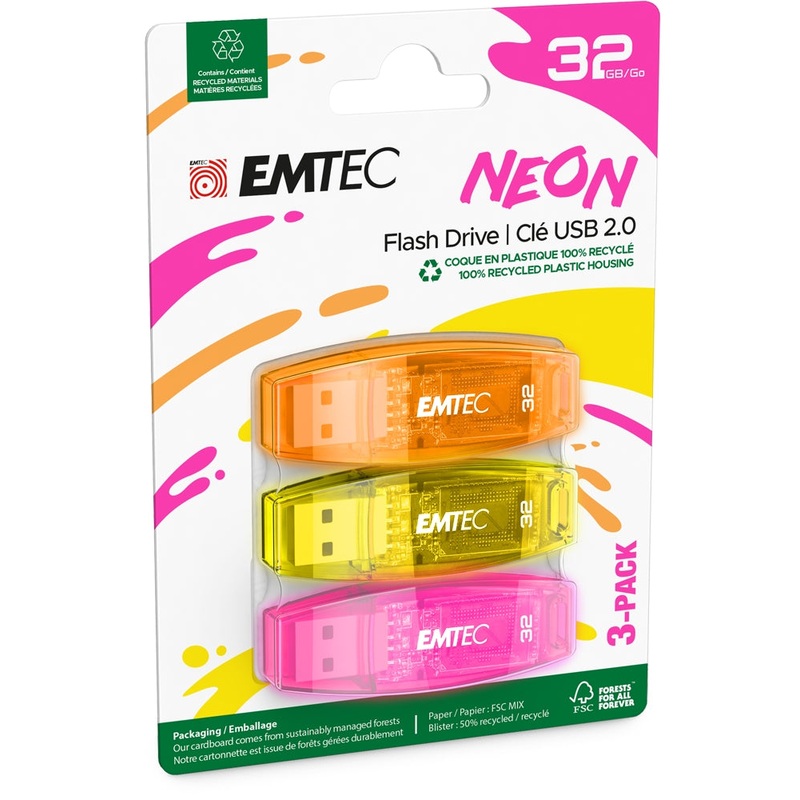 Emtec USB2.0 C410 32GB Neon 3 pcs