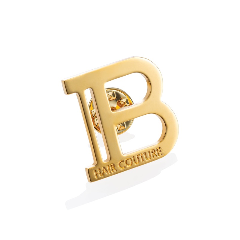 BALMAIN HAIR 18 karat auksu dengtas firminis enkliukas / 18K gold plated signature brooch