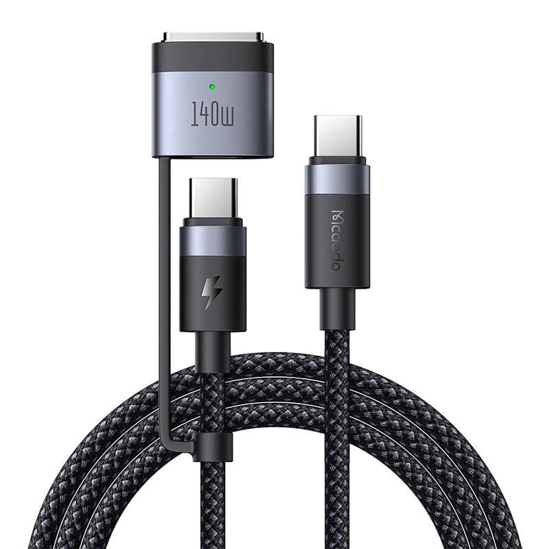 2-in-1 USB-C to USB-C + Magsafe 3 cable Mcdodo CA-0140, 2m (black), Kabel 2w1 USB-C do USB-C +  Magsafe 3 Mcdodo CA-0140, 2m (czarny)