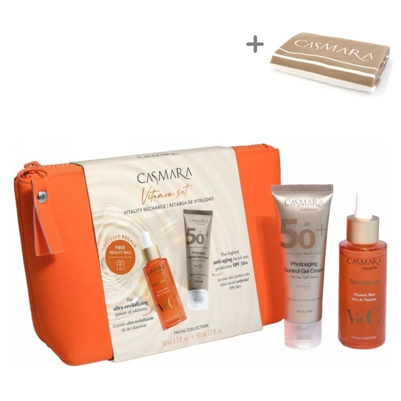A set of face care products Casmara Vitamin Set CASAL2402, the set includes: face serum with vitamin C 50 ml, gel consistency face skin cream 50 ml, cosmetic