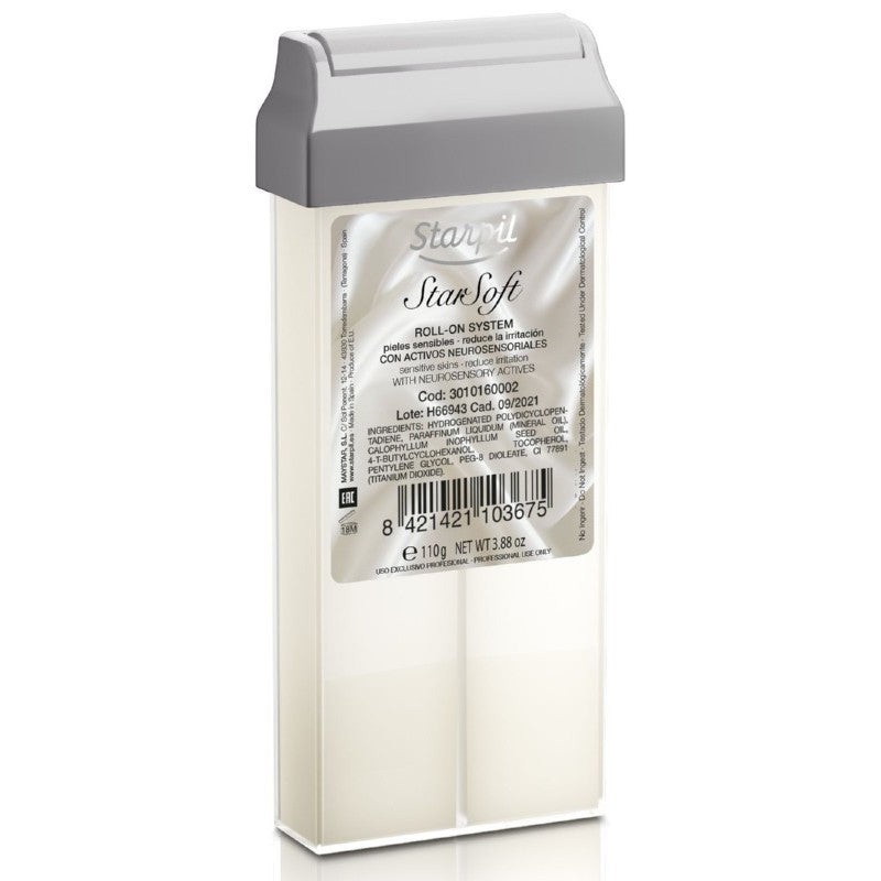 Wax in a cartridge Starpil StarSoft White STR3010160002, for extremely sensitive skin, white, with titanium dioxide, 110 g