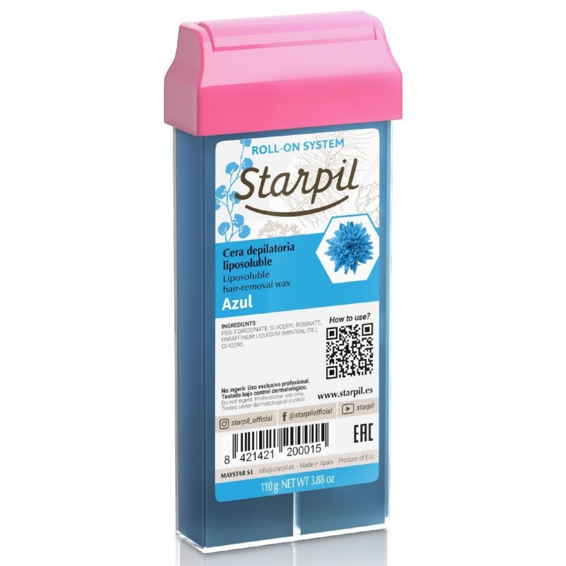 Wax in cartridge Starpil Roll-On STR3010103002 Cera Azul with azulene, blue, 110 g